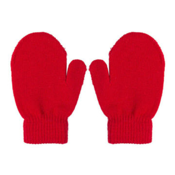 Toddler Kids Mittens Gloves Boys Girls Solid Color Winter Warm Knitted Gloves One Size Rose Red Blue White Gray