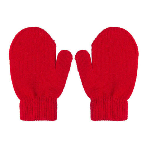 Toddler Kids Mittens Gloves Boys Girls Solid Color Winter Warm Knitted Gloves One Size Rose Red Blue White Gray