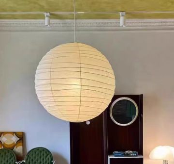 E27 Dimmable Metal Stand Rice Paper Lampshade Pendant Lamps for Bedroom Home Decor
