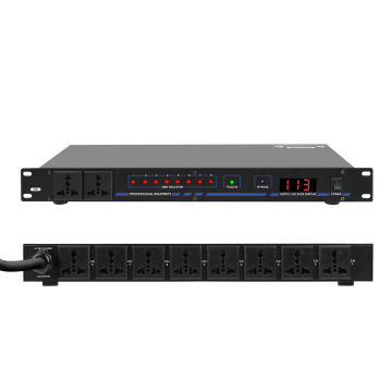 10 Output Rack Mount LCD Power Sequence Controller with Surge Protector and Regulator