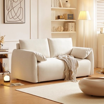 Modern Foldable Cream Sofa Bed for Small Apartments