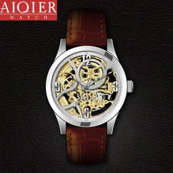 Leather band mechanical stylish watch