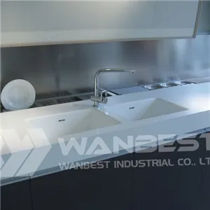 Corian White Double Sink Kitchen