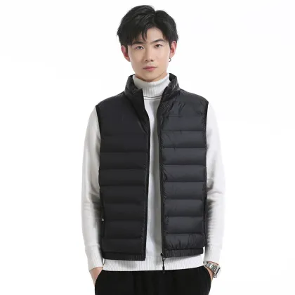 90% White Duck Velvet Spring/Autumn Sleeveless Vest with Short Stand-up Collar