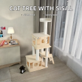 Luxury Cat Tree House Modern Design Cat Scratcher Tower Indoor Climbing Furniture Natural Wood Sisal Column Multi Level Carton