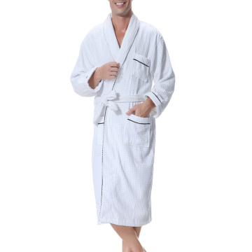 Custom Luxury 100% Cotton Bathrobe with Piping Trim