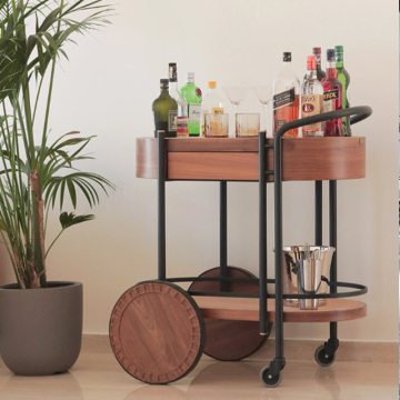 MOYI Quality Wooden and Iron Trolley with Wheels: A Versatile Serving Cart for Hotels, Restaurants, and More