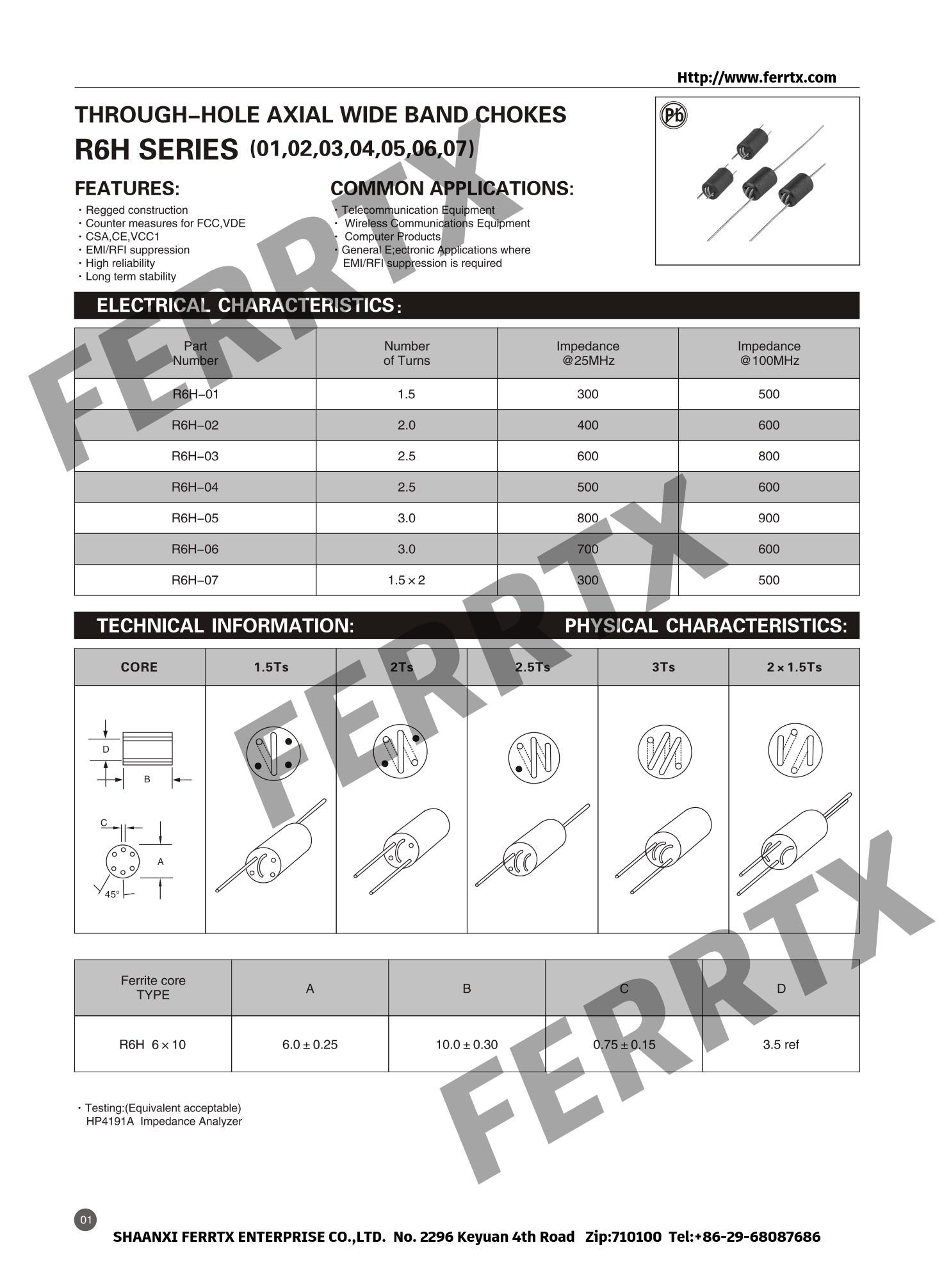 Through Hole EMI Filter Beads R6H