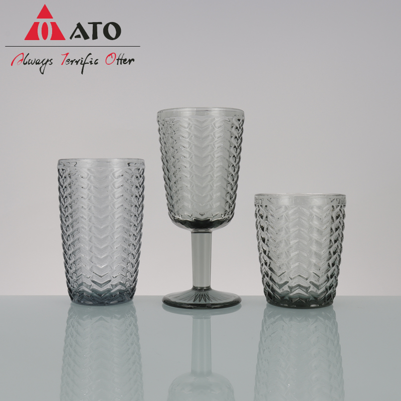 Embossed Grey Fishbone pattern glasses cup