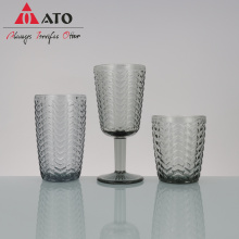 Embossed Grey Fishbone pattern glasses cup