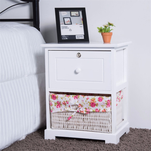 1 Drawer Mdf Nightstand Organizer With Basket