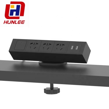 Universal Power Strip with Desk Clamp for Organized Workspace