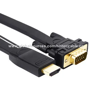 High Premium Gold-plated HDMI 15-pin VGA Cable, Male to Male, Flat Cable