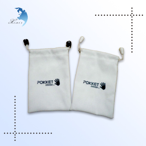 Latest screen printing edge color small cotton drawstring bag for sale