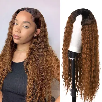 Curly Wigs for Black Women No Lace Wigs Long Loose Wave Synthetic Wig Heat Resistant Fiber  Natural Middle Part Cosplay Party