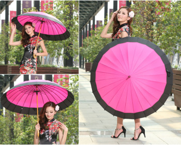 24k Straight Wood Umbrella Windproof for Lady Umbrella