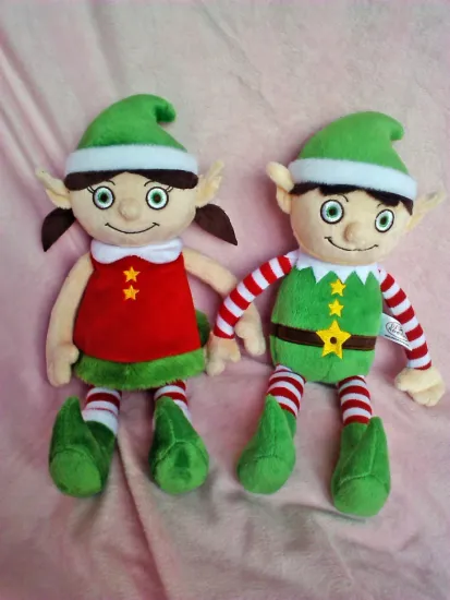 Plush Christmas Elves Toy Boy And Girl