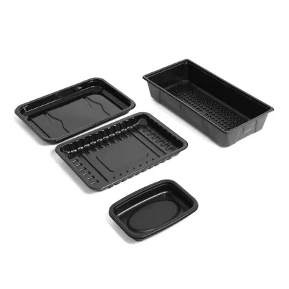 Black PP thermoformed disposable meat tray