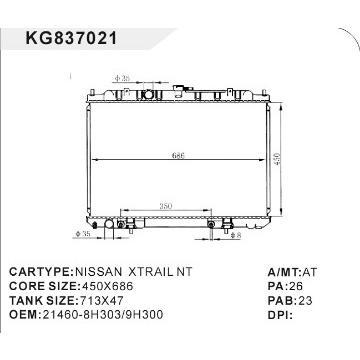 auto radiator car:NISSAN XTRAIL NT OEM:21460-8H303/9H300