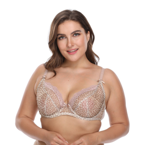 Reggiseno con ferretto in rete stampa leopardata taglie forti