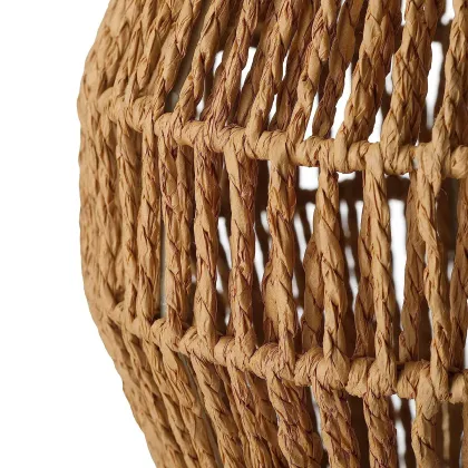 Retro Chinese Hemp Rope Table Lamp - Handmade Rattan Bedside Light for B&B Bedrooms