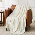 Cozy Luxury Microfiber Knitted Throw Blanket with Tassel