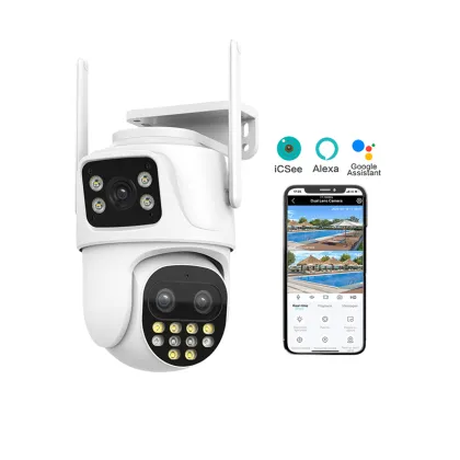 Icsee Dual Lens 6MP 3K Wireless PTZ CCTV Security Camera