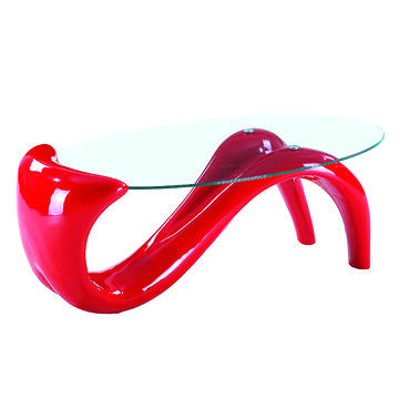 Mermaid-shaped Coffee Table, Made of Glass Fiber, Reinforced Plastic and Tempered Glass