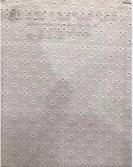 White Crosses Cotton Embroider Fabric