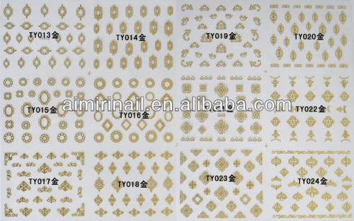 3D hot stamping gold and sliver nail sticker TY013-TY024