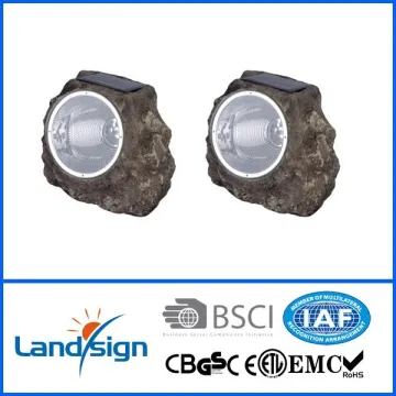 solar light factory with BSCI and ISO9001 certified led solar stone garden lamp