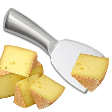 Conjunto de queijo de aço inoxidável escovado - faca de 4 peças, fatador, cortador e garfo