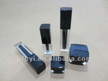 Black Acrylic Cream Jars and Cosmetic Lotion Bottles With Pump and Cap