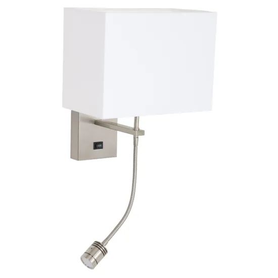 Square wall lamp with LED reading lamp