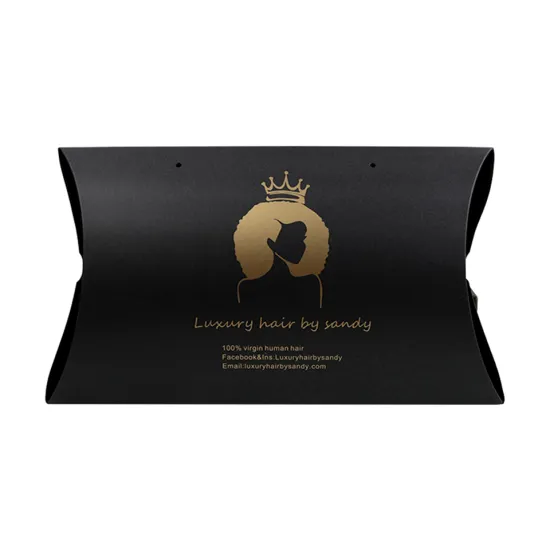 Black Luxury Custom Elegant Weave Wig Bundles and Hair Extension Packaging