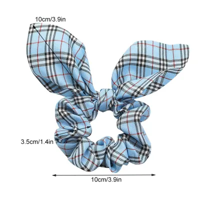 Tartan & Burberry Style Ribbon Hair Scrunchies: Elastic Ponytail Bands for Girls & Women