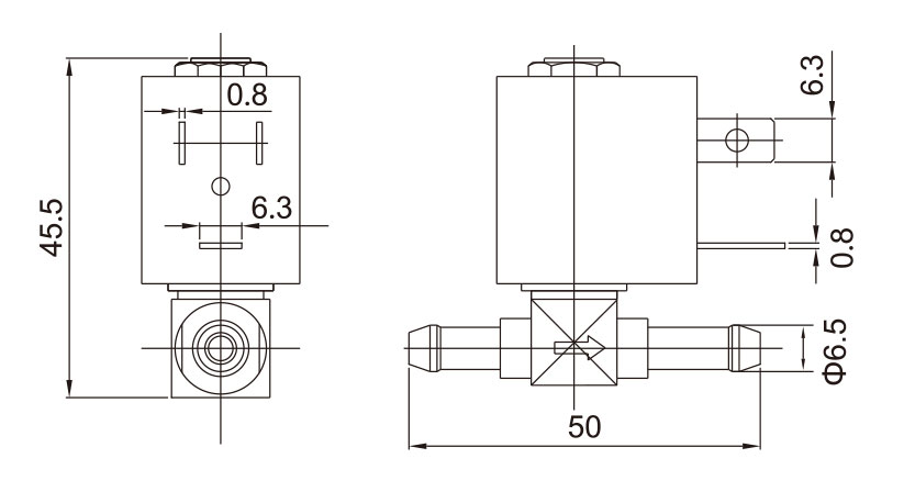 Dimension of 5503-01 Normally Closed 2/2 Way Electrical Valve: