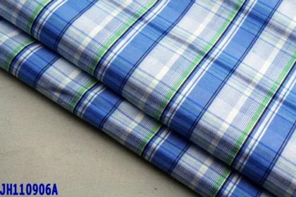 sky blue and white big check gingham yarn dyed fabric