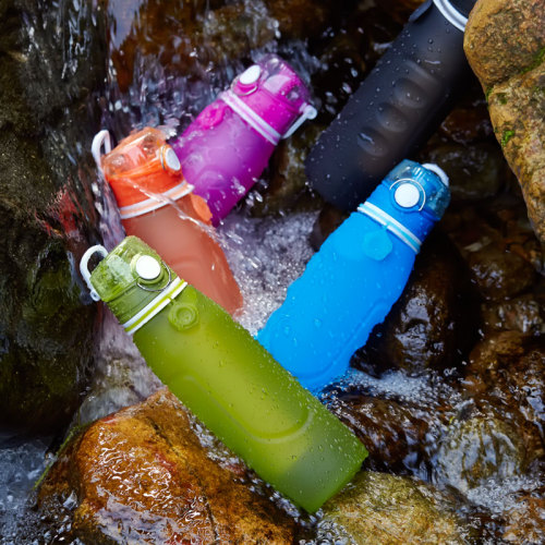 1L/ 750ML powerfull filter silicone water bottle