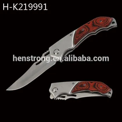 420 blade wooden handles folding tac force knife