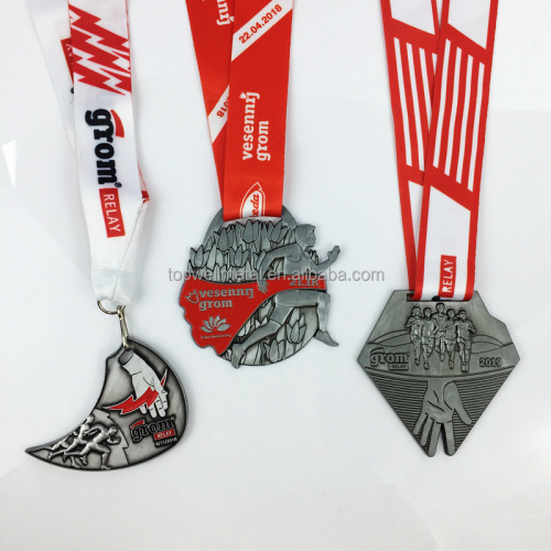 Medalla de metal de deportes de esquí personalizado antiguo de diseño 3D