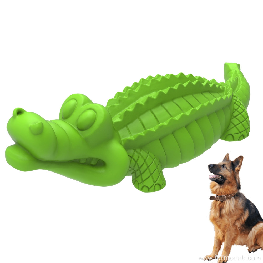 Natural Rubber Crocodile Shape Interactive Squeak Dog Toy