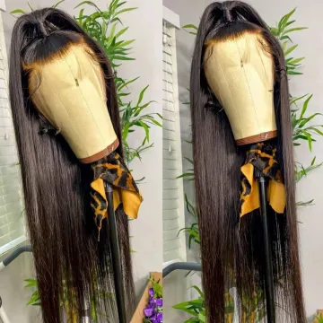 HF wholesale bone straight closure wig pre plucked 4 by 4 straight frontal lace wig human hair wigs