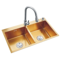Wastafel Dapur Mangkuk Ganda Emas Buatan Tangan