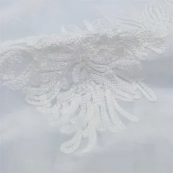 Elegant White Rayon Embroidered Fabric