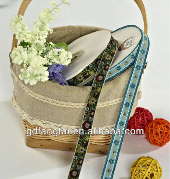 Green 2cm cotton embroidery ribbon for decoration