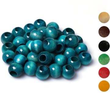 3/4 Inch Blue Wood Beads Macrame Beads