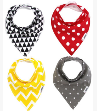 2016 new design china supplier cheap cotton unisex 4-pack triangle bandana Baby Bibs