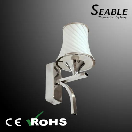 Whosale price europe style E27 holder wall lamp with Glass shade+iron base for hotel