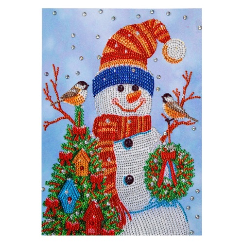 Muñeco de nieve de Navidad con árbol de navidad pintura de diamante